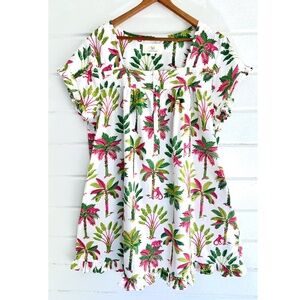 *RARE!*  PRINTFRESH Pintuck Nightgown in Royal Palms Print - XL
